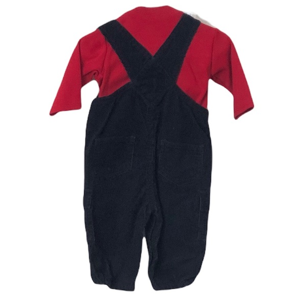 Nannette Baby Boy Blue Corduroy Overalls with Red Long-sleeve Shirt  Sz 3-6 - Picture 2 of 6